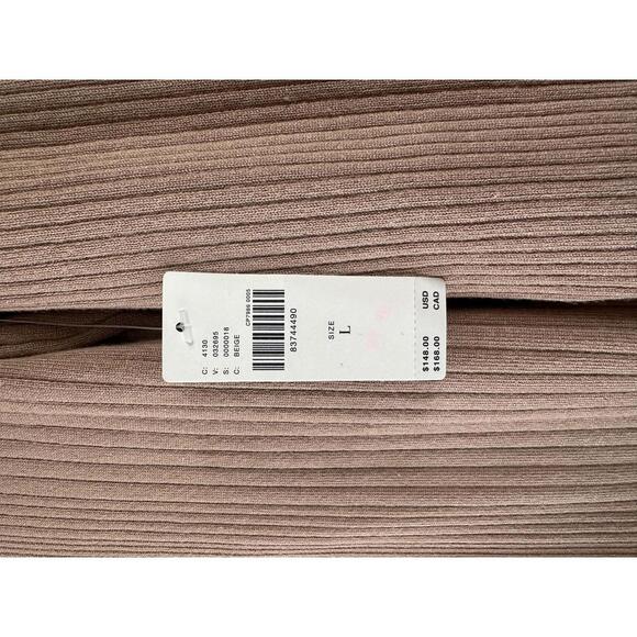 NWT By Anthropologie Ribbed Polo Mini Dress Long Sleeve Tan Women’s size Large - Picture 8 of 12